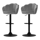 Artiss Set of 2 Bar Stools Kitchen Stool Swivel Chair Gas Lift Velvet Chairs Grey Nessah