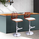 Artiss Set of 2 Wooden Gas Lift Bar Stools - White and Wood