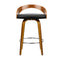 Artiss Set of 4 Walnut Wood Bar Stools - Black and Brown