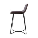 Artiss Set of 4 PU Leather Metal Bar Stools - Brown and Black