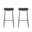 Artiss Set of 2 Backless PU Leather Bar Stools - Black and Wood