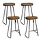 Artiss Set of 4 Elm Wood Backless Bar Stools 65cm - Black and Dark Natural