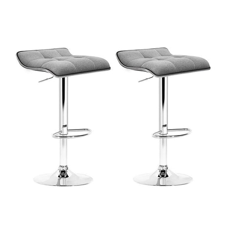 Artiss Set of 2 Fabric Bar Stools Swivel Bar Stool Dining Chairs Gas Lift Kitchen Grey