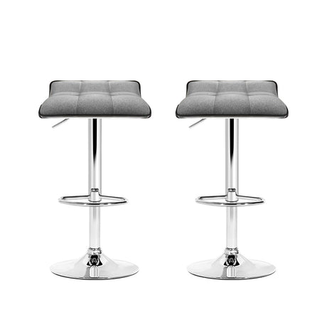 Artiss Set of 2 Fabric Bar Stools Swivel Bar Stool Dining Chairs Gas Lift Kitchen Grey