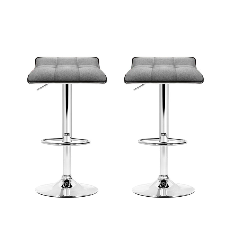 Artiss Set of 2 Fabric Bar Stools Swivel Bar Stool Dining Chairs Gas Lift Kitchen Grey