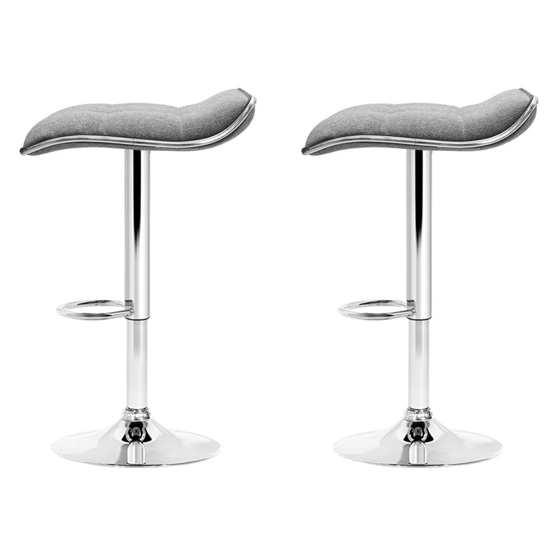 Artiss Set of 2 Fabric Bar Stools Swivel Bar Stool Dining Chairs Gas Lift Kitchen Grey