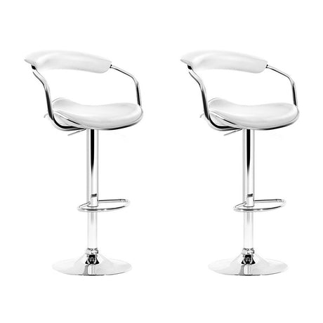 Artiss Set of 2 PU Leather Bar Stools - White