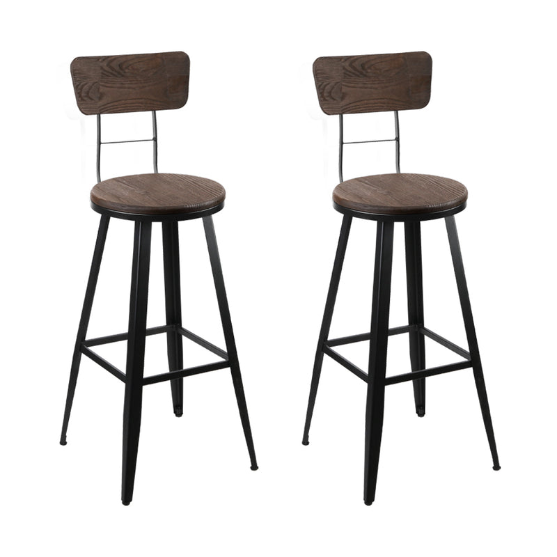 Artiss Set of 2 Industrial Style Swivel Bar Stools 66cm - Black