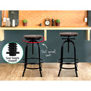 Artiss Bar Stool Industrial Round Seat Wood Metal - Black and Brown