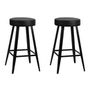 Artiss Set of 2 PU Leather Bar Stools Square Footrest - Black