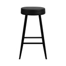 Artiss Set of 2 PU Leather Bar Stools Square Footrest - Black