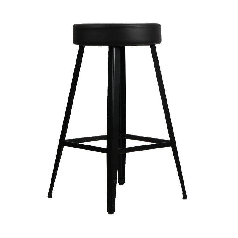 Artiss Set of 2 PU Leather Bar Stools Square Footrest - Black