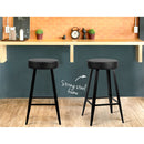 Artiss Set of 2 PU Leather Bar Stools Square Footrest - Black