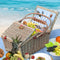 4 Person Picnic Basket Baskets Set Outdoor Blanket Wicker Deluxe Folding Handle