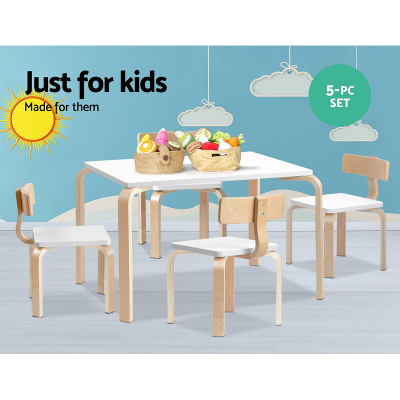 Keezi Nordic Kids Table Chair Set Desk 5PC Activity Dining Study Children Modern