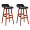 Artiss Set of 2 PU Leather Wood Wave Style Bar Stool - Black