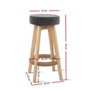 Artiss 2x Kitchen Bar Stools Wooden Bar Stool Swivel Barstools Counter Chairs 74cm Fabric Grey