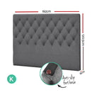 Artiss King Size Upholstered Fabric Head Board - Grey