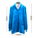 2 Pcs DreamZ Plush Fleece Sherpa Hoodie Sweatshirt Huggle Blanket Pajamas Navy