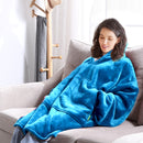 2 Pcs DreamZ Plush Fleece Sherpa Hoodie Sweatshirt Huggle Blanket Pajamas Navy