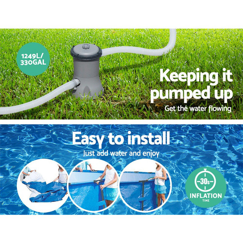 Bestway Swimming Pool Above Ground Pools Filter Pump 3.66M Power Steel Frame