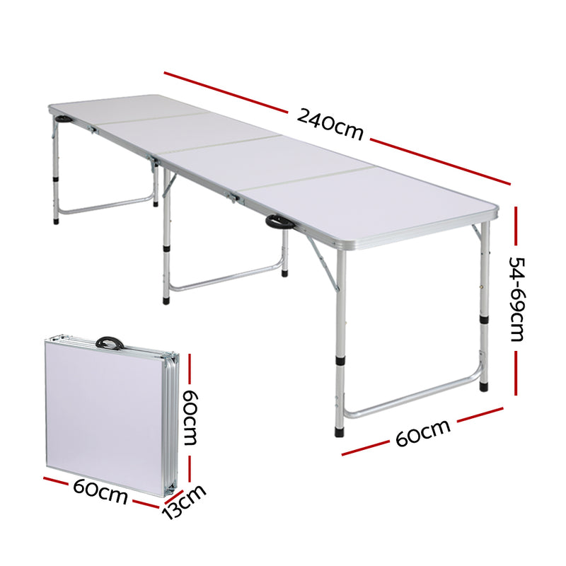 Weisshorn Folding Camping Table Portable Family Picnic Garden 240CM