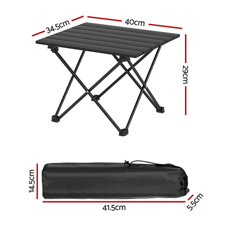 Weisshorn Folding Camping Table 40cm Aluminium Portable Outdoor Picnic BBQ