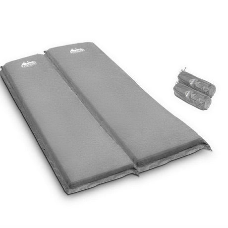 Weisshorn Self Inflating Mattress Camping Sleeping Mat Air Bed Pad Double Grey 10CM Thick