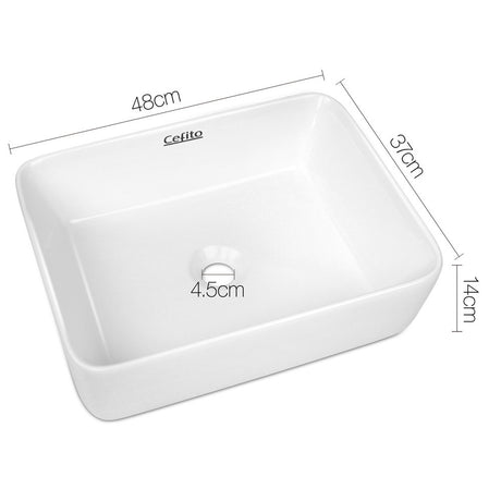 Cefito Ceramic Rectangle Sink Bowl - White