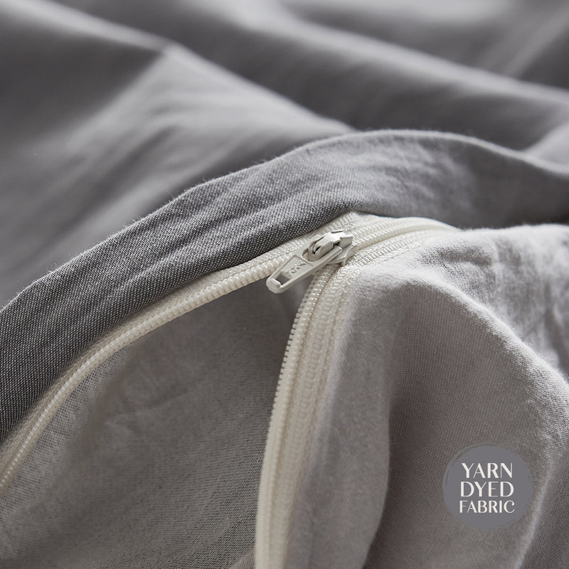 Cosy Club Washed Cotton Quilt Set Grey King