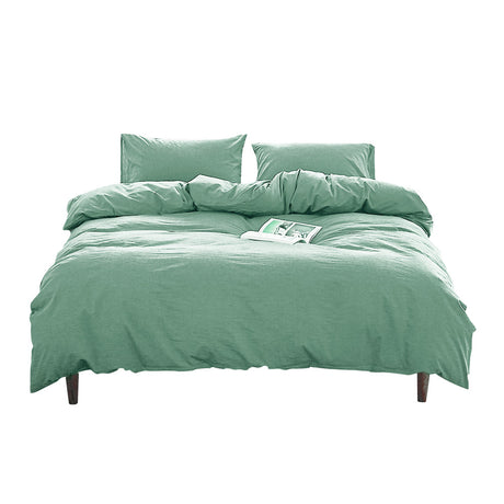 Cosy Club Washed Cotton Quilt Set Green Queen