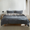 Cosy Club Quilt Cover Set Cotton Duvet Single Blue Dark Grey