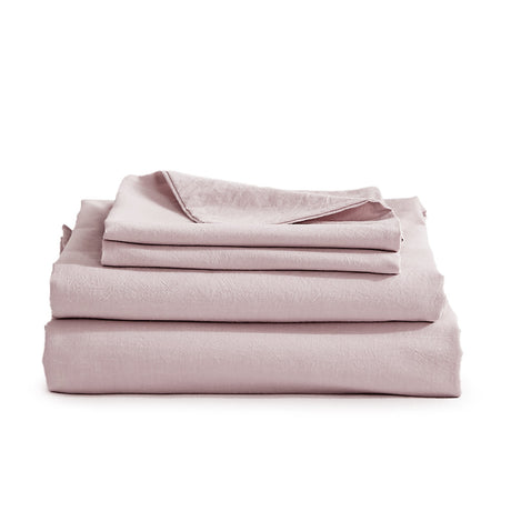 Cosy Club Washed Cotton Sheet Set Purple Double