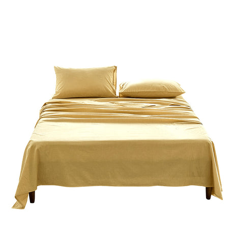 Cosy Club Sheet Set Bed Sheets Set King Flat Cover Pillow Case Yellow