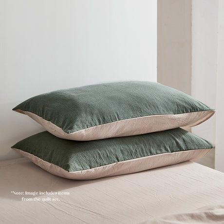 Cosy Club Sheet Set Cotton Sheets Queen Green Beige