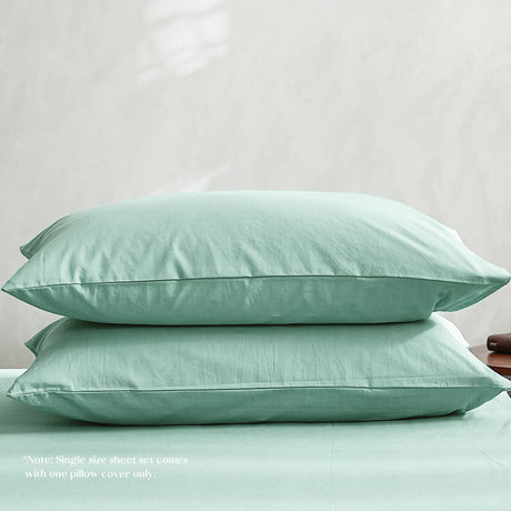 Cosy Club Washed Cotton Sheet Set Queen Green