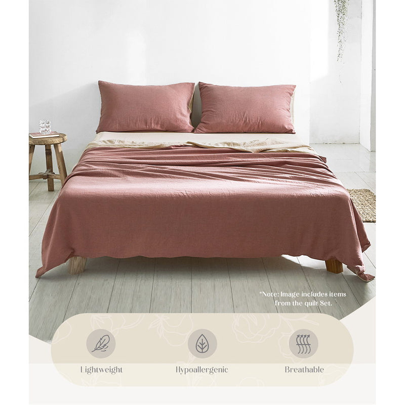 Cosy Club Sheet Set Cotton Sheets Queen Vanilla Rhubarb