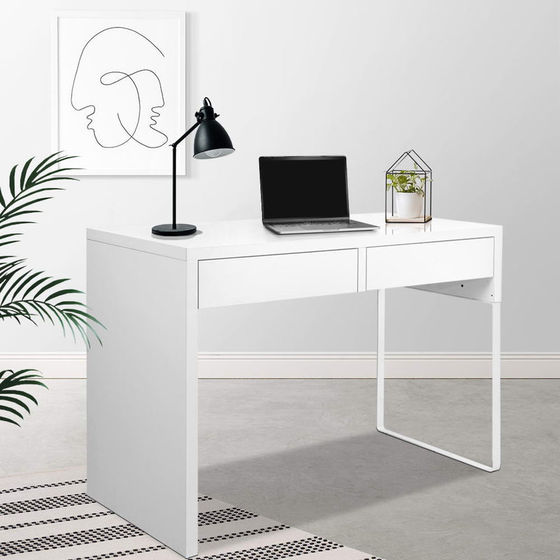 Artiss Metal Desk with 2 Drawers - White