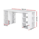 Artiss 3 Level Desk with Storage & Bookshelf - White