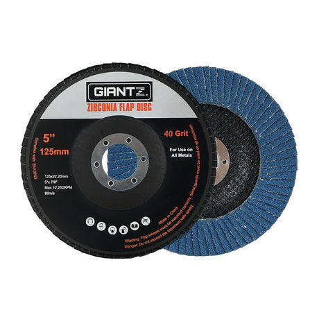 Giantz 50 PCS Zirconia Sanding Flap Disc 5’’ 125mm 40Grit Angle Grinding Wheel