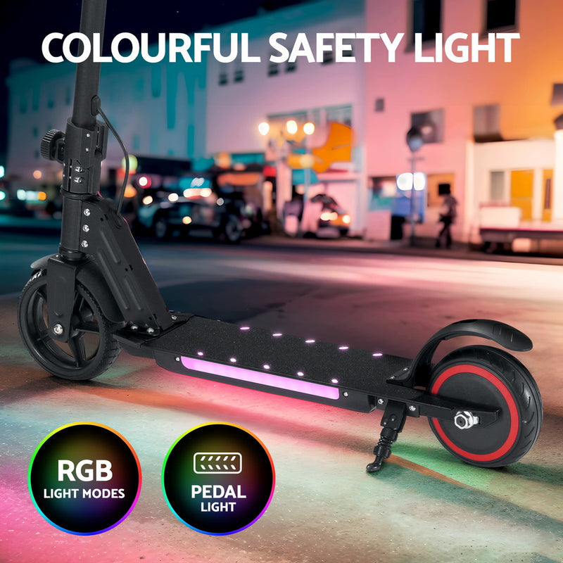 Electric Scooter 130W 16KM/H LED Light Folding Portable For Kids Teens Black