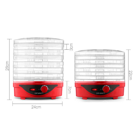 Devanti Food Dehydrator with 7 Trays - Red