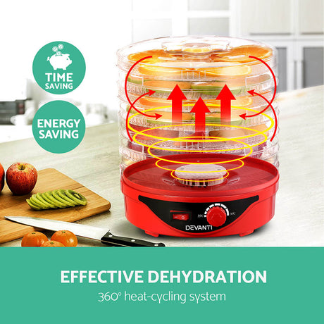 Devanti Food Dehydrator with 7 Trays - Red