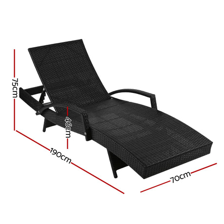 Gardeon Outdoor Sun Lounge Chair with Cushion - Black