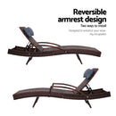 Gardeon Sun Lounge Outdoor Furniture Wicker Lounger Rattan Day Bed Garden Patio Brown