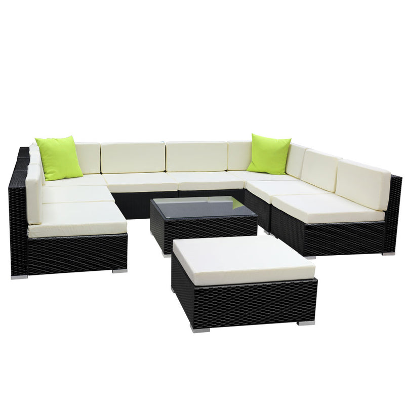 Gardeon 10PC Outdoor Furniture Sofa Set Wicker Garden Patio Lounge