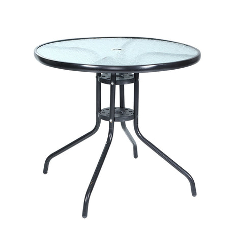 Gardeon Outdoor Dining Table Bar Setting Steel Glass 70CM