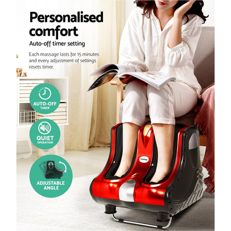 Livemor Foot Massager Shiatsu Ankle Calf Leg Massagers Circulation Enhancer Machine Red