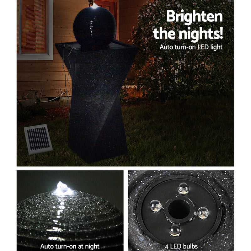 Gardeon Solar Powered Water Fountain Twist Design with Lights