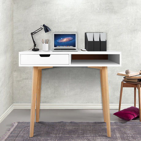 Artiss Wood Computer Desk with Drawers - White